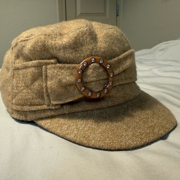 D&Y Accessories - D&Y Women’s Khaki Newsboy Cabbie Hat Cap with rhinestone accent